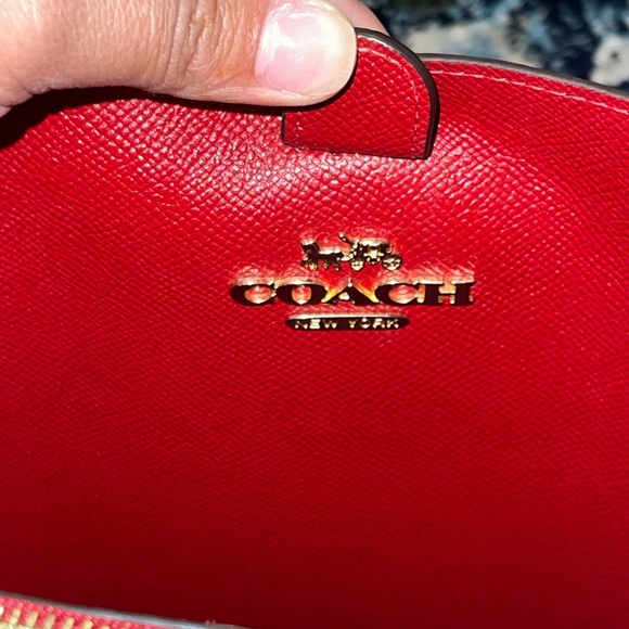 COACH 91512 TOWN BUCKET BAG IN SIGNATURE CANVAS BROWN 1941 RED - Picture 5 of 16